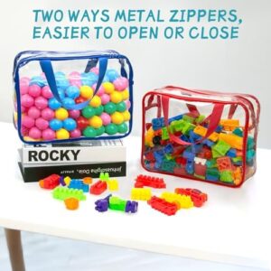 8 Packs 8 Colors Large Toy Storage Bags with Zipper and Labels, Clear PVC Waterproof Toy Organizers Bags for Board Games, Puzzles Pieces, Building Blocks, Handmade Accessories, Kid Books - Image 4