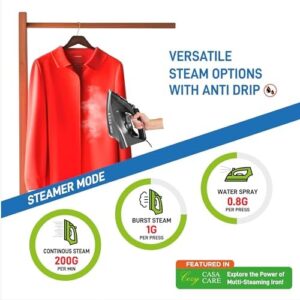 Xabitat Professional 1500W Steam Iron for Clothes with Even Heat Distribution, Ceramic Soleplate, Adjustable & Vertical Steam with Controlle, Self-Cleaning, Anti Drip, Thermal Protection Technology - Image 4