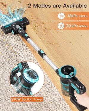 Cordless Vacuum Cleaner, 30Kpa/210W Stick Cordless Vacuum Up to 45 Mins Runtime, 8 in 1 Lightweight Vacuum for Hardwood Floor Carpet Pet Hair - Image 2