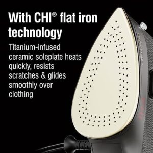 CHI Mini Steam Iron for Clothes, Sewing, Crafting and Travel with Titanium Infused Ceramic Soleplate, 1000 Watts, XL 10’ Cord, 3-Way Auto Shutoff, Portable, Vacation Essentials, Black (13120) - Image 3