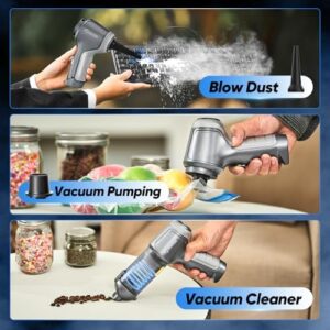 Saker Car Vacuum Cleaner Portable Cordless 14000PA,3 in 1 Handheld Car Vacuum with Brushless Motor One-Click Dust Removal for Cars,Office and Home Cleaning Dark Gray Silver - Image 5