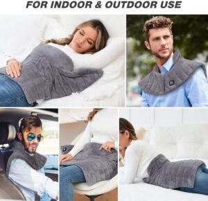 Heating Pad for Neck and Shoulders, Portable Cordless Heating Pad with Power Bank for Pain Relief, Electric Heated Pad with 3 Heat Settings, Rechargeable Weighted Heat Pad Gift for Women Men - Image 6
