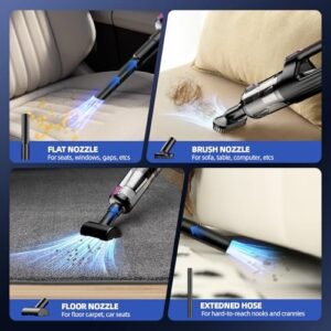 Cordless Handheld Vacuum Cleaner, 18000Pa 2 in 1 Car Vacuum Cleaner&Air Duster, 130W Brushless Motor with 7800mAh Battery, LED Light and Multi-Nozzles, Portable for Car, Home, Office, Pet - Image 4