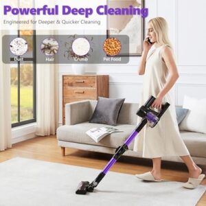 Lightweight Cordless Vacuum Cleaner: Portable Stick Vacuum with Rechargeable Battery 6-in-1 Powerful Vacuum Cleaner for Home with LED Screen Upgraded Floor Brush for Hardwood Floor Carpets Pet Hair - Image 2