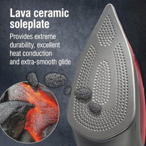 CHI Steam Iron for Clothes with 8’ Retractable Cord, 1700 Watts, 3-Way Auto Shutoff, 400+ Holes, Professional Grade, Temperature Control Dial, Lava Infused Ceramic Soleplate, Black (13113) - Image 2