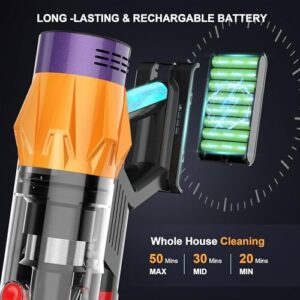 Cordless Vacuum Cleaner w/LED Display, 550W Self-Standing Cordless Stick Vacuum Cleaner for Home, Removable Battery/Lightweight/Rechargeable Pet Vacuum Cordless for Pet Hair/Hardwood Floor/Carpet - Image 3