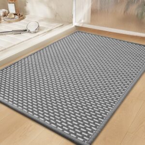 RESARE Non Slip Bath Mat - Machine Washable Bathroom Rugs, Super Absorbent Bath Mat Quick Dry Bathroom Mat, Bath Rugs Ultra Soft Rugs for Bathroom Floor, 17"x24" Dark Grey