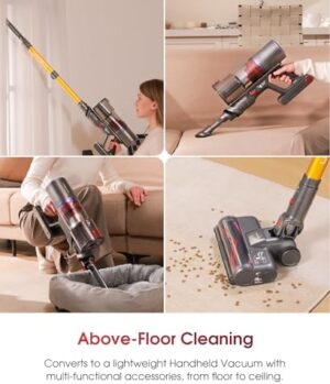 UNINELL HOME Cordless Vacuum Cleaner, 48000Pa 550W 65Mins Vacuum Cleaners for Home,LED Touch Display, Anti-Tangle Stick Vacuum Self-Standing, Vacuum Cordless Rechargeable for Pet Hair/Carpet - Image 7