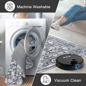 KILOCOCO Moroccan Small Area Rug 2x3 Entryway Rugs Printed Vintage Floral Washable Rug Non-Slip Kitchen Rug Indoor Door Mat, Accent Throw Small Rugs for Laundry Room Bedroom Entrance, Grey - Image 7