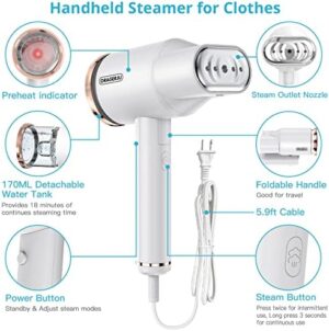 Portable Steamer for Clothes, Oragerju 2 in 1 Handheld Steamer and Iron, 15s Fast Heat-up, 2 Steam Modes, 1200w Auto Shut-Off Garment Steamer for Travel and Home, 170ML Detachable Water Tank (BG573) - Image 4