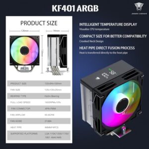 Jungle Leopard AF401 Digital ARGB CPU Cooler, 4 Heat Pipe Direct Touch Process, HDB Bearing 120mm PWM ARGB Fan Air Cooler 220W TDP, Suitable for AMD AM4/AM5 & Intel LGA 1700/1200/115X - Image 7