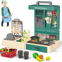 Kitchen Play Set for Kids - 49PCS Pretend Cooking Playset Accessories with Pot and Pan,Dish Rack,Play Sink,Pretend Play Food Toys with Baby&Toddler-Educational Gift for 3 4 5 6 Ages Girls&Boys