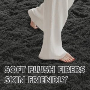 5x7 Ft Large Shag Area Rug, Ultra Soft Fluffy Furry Rugs for Living Room Bedroom Indoor Floor, Aesthetic Carpet for Kids Home Decor (Dark Grey) - Image 5