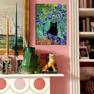 Monet Wall Art Set of 3 - Funny Cat in Water Lilies Canvas Paintings Prints, Garden Flowers Black Cat Aesthetic Pictures for Room Bedroom Living Room Bathroom 12x16 Framed - Image 7