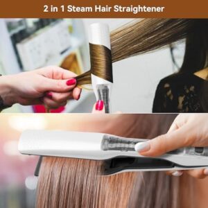 Hair Straightener, 1 Inch Steam Hair Straightener & Curling Iron 2-in-1,Fast Heat-Up, Negative Ion & Steam Hair Care,Professional Ceramic Double Voltage Straightener for Less Frizz Shinier - Image 7