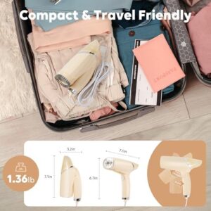 Portable Steamer for Clothes, 25s Fast Heat-up, 1000W Travel Steam Iron Wrinkles Remover with Brush, Foldable Garment Steamer 100ml Water Tank for Home Travel Office (120V Only) - Image 2