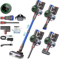 Cordless Vacuum Cleaner, Stick Vacuum with Powerful Suction, 45Mins Runtime Vacuum Cleaners for Home with Touch Screen, Anti-tangle and 1.5L Dust Cup, Vacuum Cleaners for Pet Hair/Carpets/Hard Floors