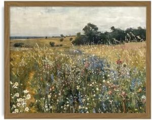 XMMPOT Wildflower Canvas Wall Art: Framed Wall Art for Living Room- Vintage Nature Botanical Bathroom Wall Decor Prints 12"x15"