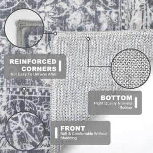 KILOCOCO Moroccan Small Area Rug 2x3 Entryway Rugs Printed Vintage Floral Washable Rug Non-Slip Kitchen Rug Indoor Door Mat, Accent Throw Small Rugs for Laundry Room Bedroom Entrance, Grey - Image 5