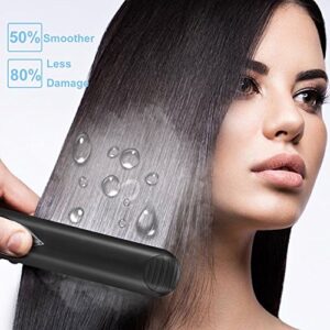Steam Hair Straightener Flat Iron Professional Ceramic Tourmaline 2-in-1 Straightening Iron, Adjustable 300-450F Salon Heat, 110-220V Dual Voltage, Black - Image 6
