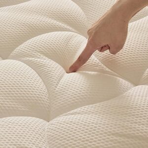 SLEEP ZONE King Size Cooling Mattress Topper, Premium Zoned Cool Mattress Pad Cover, Padded Mattress Protector Breathable Washable, Deep Pocket 8-21" (Beige, King) - Image 2