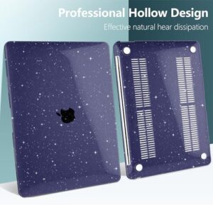 DONGKE for MacBook Air 13 inch Case 2021-2018 Release A2337 M1 A2179 A1932, Bling Plastic Hard Shell Case & Keyboard Cover Only Compatible with MacBook Air 13 inch Retina Fits Touch ID, Starry Blue - Image 5