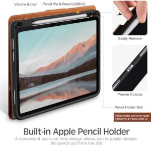 KingBlanc Case for iPad Air 11-inch (M3 2025/M2 2024) 7th/6th Generation, iPad Air 5th/4th Gen (10.9", 2022/2020) with Pencil Holder, PU Leather Smart Cover, Auto Wake/Sleep, Multi-Angle Stand, Brown - Image 9