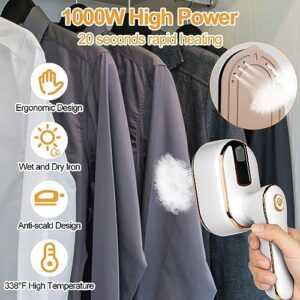 AUAUY Mini Steam Iron, 1000W Portable Handheld Travel Steam Iron, 180° Rotating Handle Converts Iron into Handheld Steamer, 15s Fast Heat Up, 2-in-1 Foldable Steamer Iron for Home and Travel - Image 2
