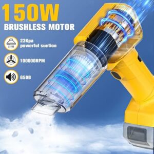 Cordless Mini Handheld Vacuum Cleaner for DeWalt 20V Battery, 23KPa Handheld Electric Power Vacuum Cleaner, Portable for Hardwood Floor Carpet Pet Hair Car Office(No Battery) - Image 2