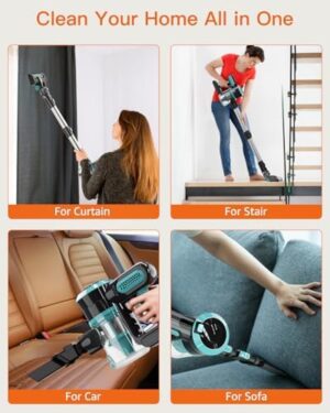 Cordless Vacuum Cleaner, 30Kpa/210W Stick Cordless Vacuum Up to 45 Mins Runtime, 8 in 1 Lightweight Vacuum for Hardwood Floor Carpet Pet Hair - Image 6