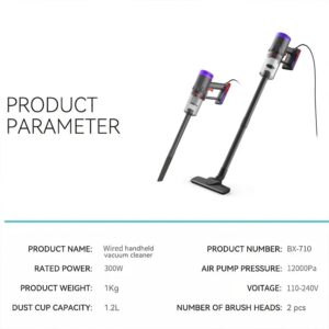 Stick Vacuum Cleaner Corded, 710W Powerful Suction, Lightweight 3.7lbs, 2-in-1 Handheld, 16.4ft Cord, Purple - Ideal for Hardwood Floors & Carpet (Model: 588-710) - Image 7