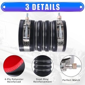 2PCS Silicone Charge Air Cooler Hump Hose Boot Set 4" x 6" with stainless steel T Bolt Clamp,Air Intake and Intercooler CAC Hose Kit,4 inch ID Black - Image 3