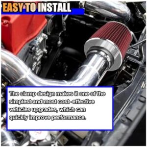 Universal Clamp-On Air Intake Filter, High Flow Closed-Top Cool Air Filter Cleaner, 76 89 102MM Performance Round Tapered Cone Air Filters, Washable Replacement Filter for Car Truck (Red) - Image 6