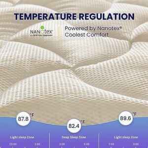 SLEEP ZONE King Size Cooling Mattress Topper, Premium Zoned Cool Mattress Pad Cover, Padded Mattress Protector Breathable Washable, Deep Pocket 8-21" (Beige, King) - Image 5