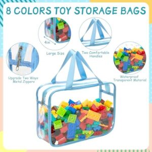 8 Packs 8 Colors Large Toy Storage Bags with Zipper and Labels, Clear PVC Waterproof Toy Organizers Bags for Board Games, Puzzles Pieces, Building Blocks, Handmade Accessories, Kid Books - Image 2