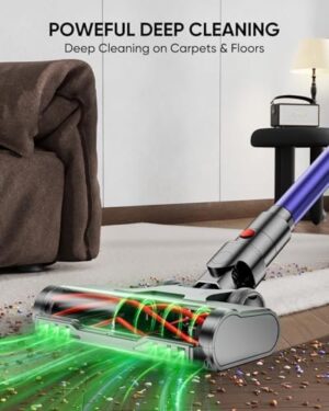 Cordless Vacuum Cleaner, 550W 45KPA 60 Mins Vacuum Cleaners for Home, Stick Vacuum with 1.8L Large Dust Cup, Wall Mount Charging, Anti-Tangle Wireless, Green Light for Pet Hair, Carpets, Hardwood - Image 4