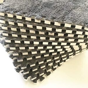 Interlocking Carpet Shaggy Soft EVA Foam Mats Fluffy Area Rugs Protective Floor Tiles Exercise Play Mat for Children Kids Room Home Parlor Bedroom (12 pcs, Gray) - Image 4