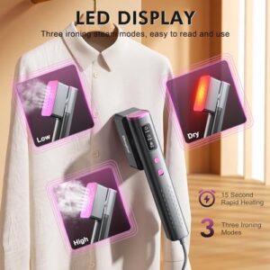 Travel Steamer for Clothes - Dual Voltage 100V-240V Handheld Steamer & Iron 2 in 1, LED Display, 15s Heat Up, 150ml Large Water Tank, Travel Size Perfect for Global & Europe Travel - Image 5