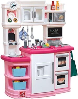 Step2 Great Gourmet Kids Kitchen Playset, Indoor/Outdoor Kitchenette, Interactive Play with Lights and Sounds, Made of Durable Plastic, Includes 33 Piece Toy Accessories, Toddlers 3+ Years Old, Pink