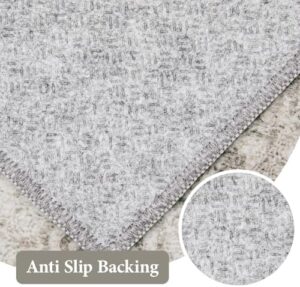 Area Rug 6x9 Vintage Rug: Washable Indoor Medallion Rugs Low Pile Distressed Floor Carpet Retro Accent Rug for Living Room Bedroom Kitchen Dining Table Home Office(Distressed Taupe, 6'x9') - Image 8