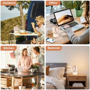 Desk Fan Small Air Circulator Fan - 4 Speeds Quiet 120°Oscillating Fan 35°Adjustable Tilt, Portable fans for Cooling Home Dorm Office Bedroom Kitchen Tent (Beige) - Image 6