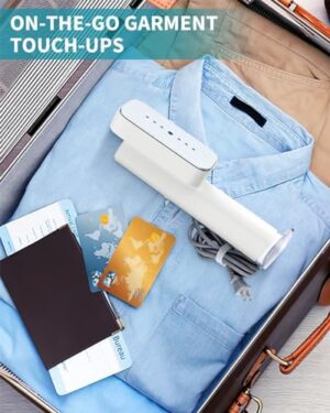 Travel Steamer for Clothes, Portable Steamer & Iron 2 in 1,Travel Size Mini Garment Steamer, 1.3lbs Only, 10s Heat Up, Large Heat Panel, 15mins Continous Steam, Small Handheld Steamer for Home Office - Image 3