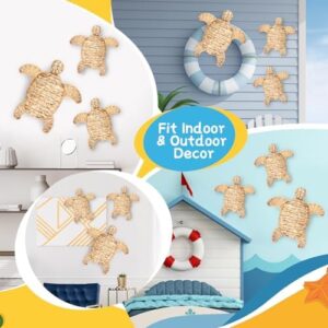 Threehoney 3 Pcs Sea Turtle Beach Theme Decor 2 Size Handmade Wicker Sea Turtle Wall Decor Hanging Coastal Nautical Sculpture for Boho Bathroom Indoor Outdoor Table Wall Art Ornament - Image 5