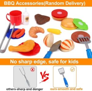 Kids Play Food Grill with Pretend Smoke Sound Light Kitchen Playset BBQ Accessories Camping Cooking Set Barbecue Toddler Girl Boy Toy 2 3 4 5 6 Year Old 4-8 Birthday Kid Toy Idea - Image 2