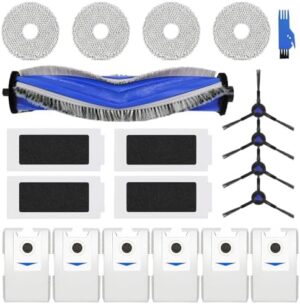 20 Pack T30S Replacement Accessories Kit Compatible with ECOVACS T30S / T30S AI / T30S Care Robot Vacuum, 1 Main Brushes, 4 Side Brushes, 4 Mop Cloth Pads, 4 HEPA Filters, 6 dust bags,1 Tool