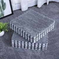 Interlocking Carpet Shaggy Soft EVA Foam Mats Fluffy Area Rugs Protective Floor Tiles Exercise Play Mat for Children Kids Room Home Parlor Bedroom (12 pcs, Gray)