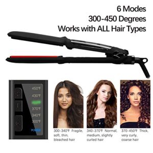 DORISILK Steam Hair Straightener and Curler Iron 2 in 1, Professional Salon Infrared Flat Iron Wide Tourmaline Ceramic Plate, Vapor Straighteners for Hair 450 Degrees Adjustable Temp, 2 Inch Black - Image 3