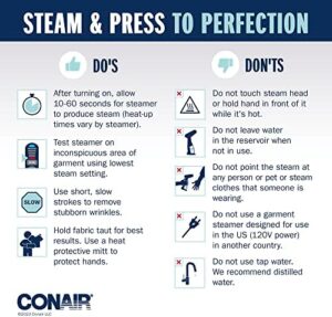 Conair Handheld Garment Steamer for Clothes, ExtremeSteam 1200W, Portable Handheld Design,White/Blue - Image 7