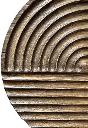 Musanpou Hand-carved Wood Wall Decor featuring Artistic Round Design for Farmhouse and Country-style Interiors | Wall Art Decoration | 11.8 inches x 11.8 inches (brown) - Image 4