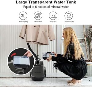 Professional Steamer Iron for Clothes - Clothes Steamer, Garment Steamer for Clothes, Fabric Steamer for Clothes, Clothing Steamer3L large water tank1600 watts (Grey) - Image 3